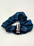 Satin Crystal Teal Scrunchie+
