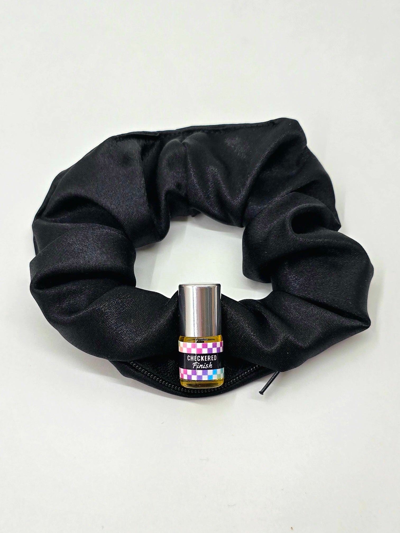 Satin Black Scrunchie+