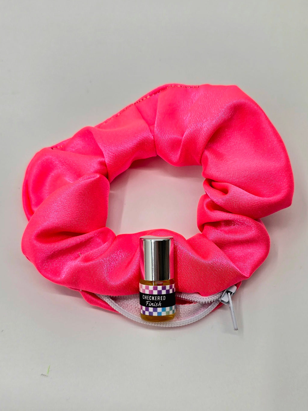 Neon Satin Pink Scrunchie+