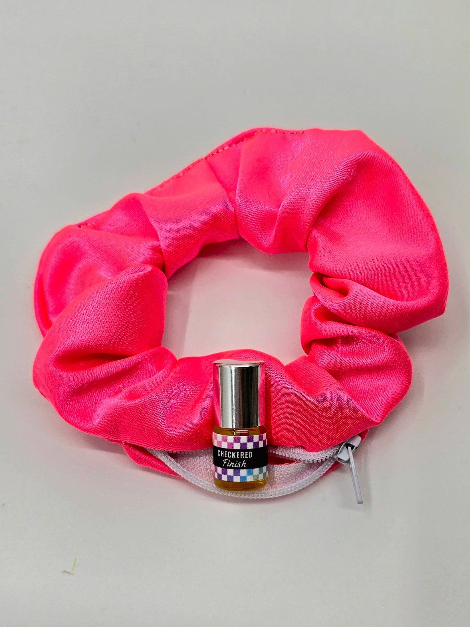 Neon Satin Pink Scrunchie+