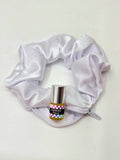 Neon Satin White Scrunchie+