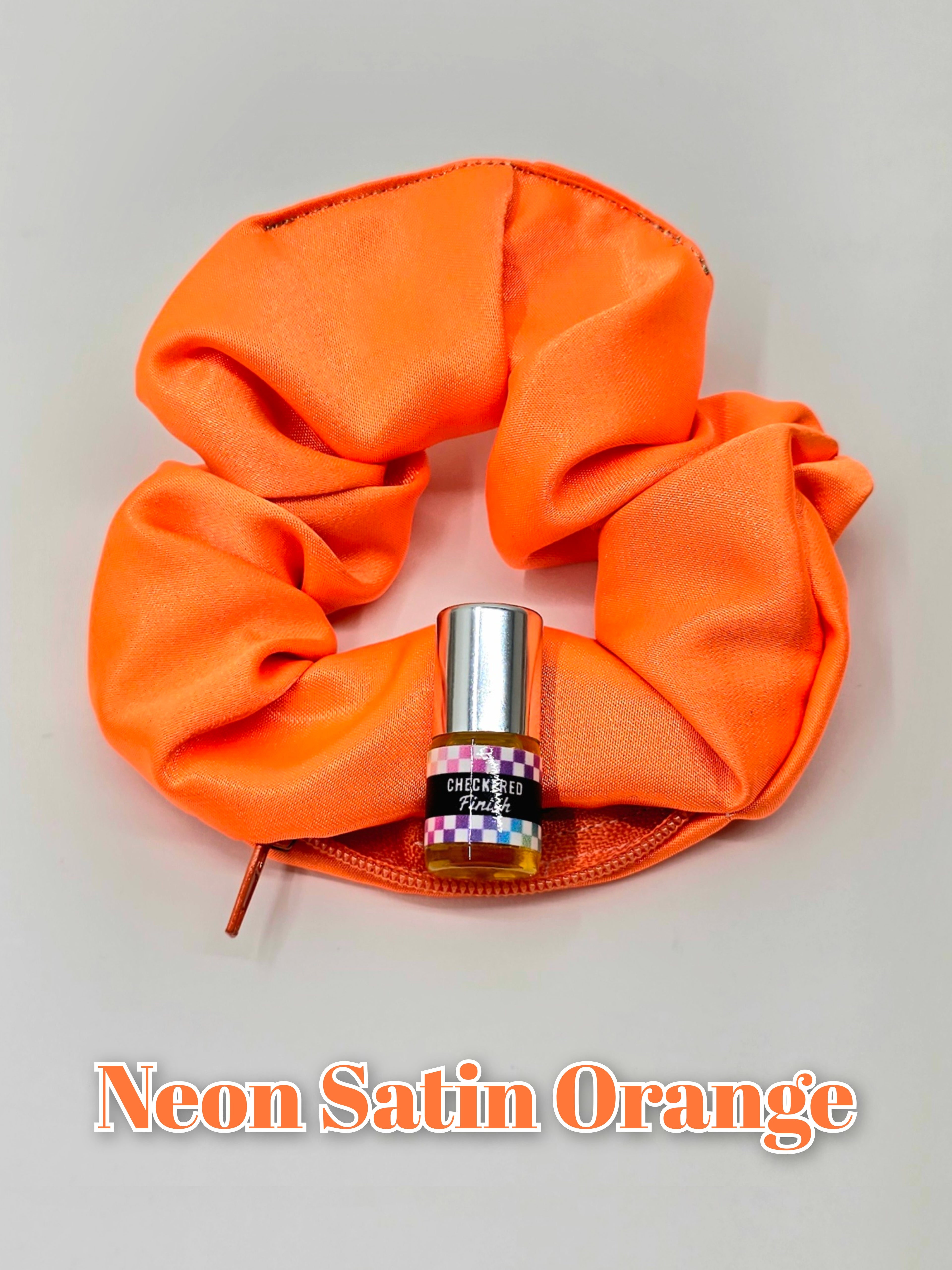 Neon Satin Orange Scrunchie+