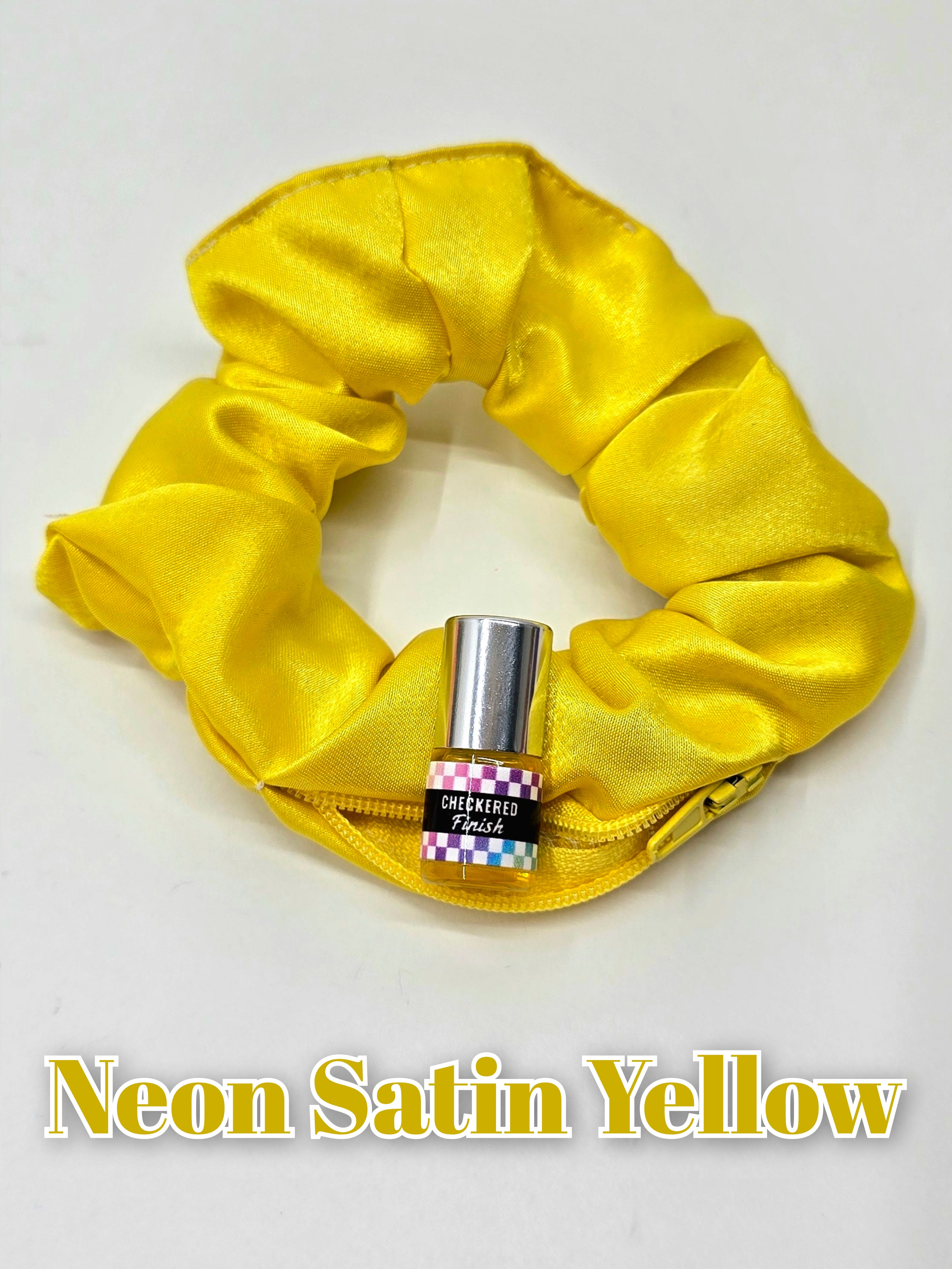 Neon Satin Yellow Scrunchie+