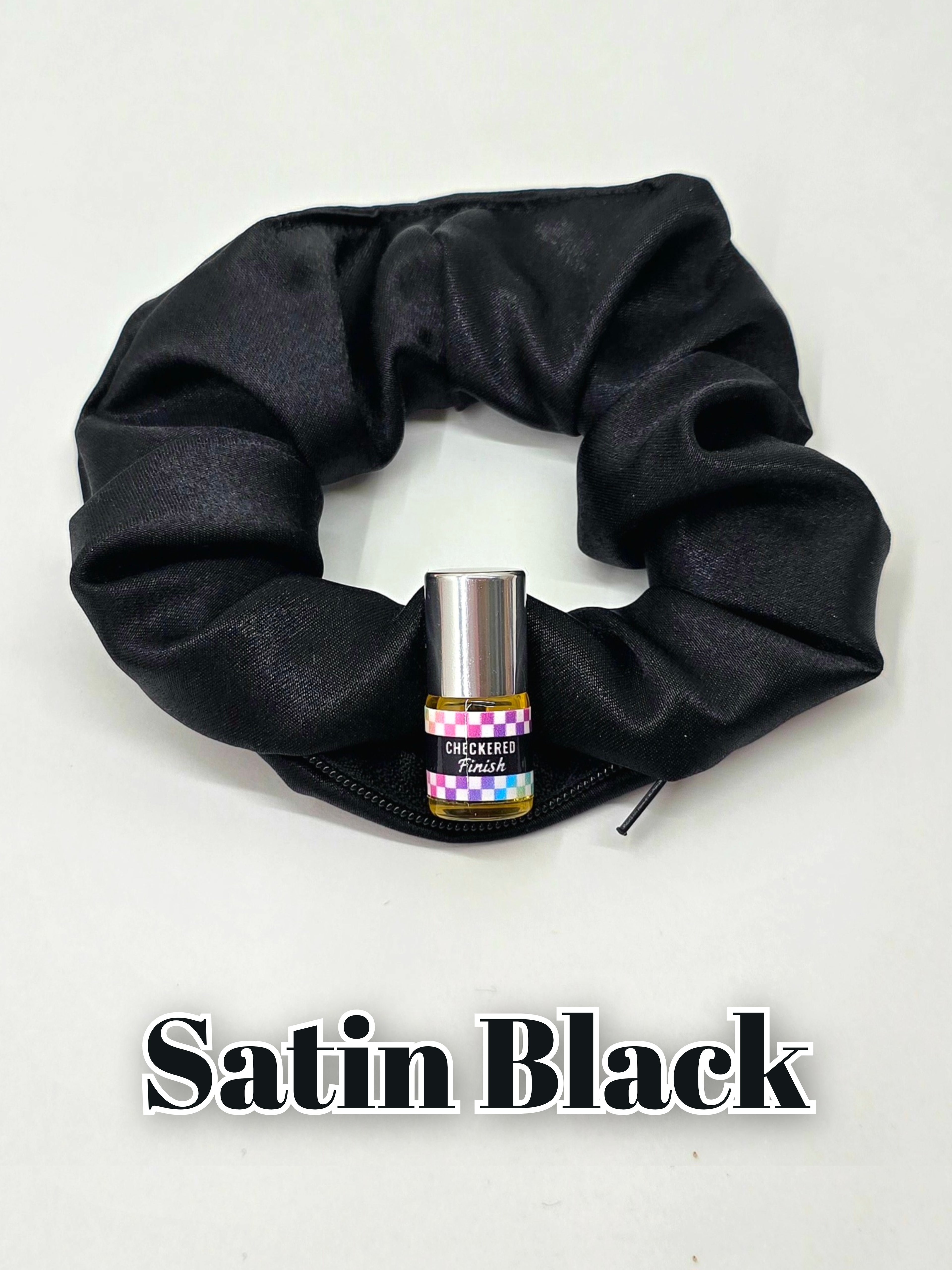 Satin Black Scrunchie+