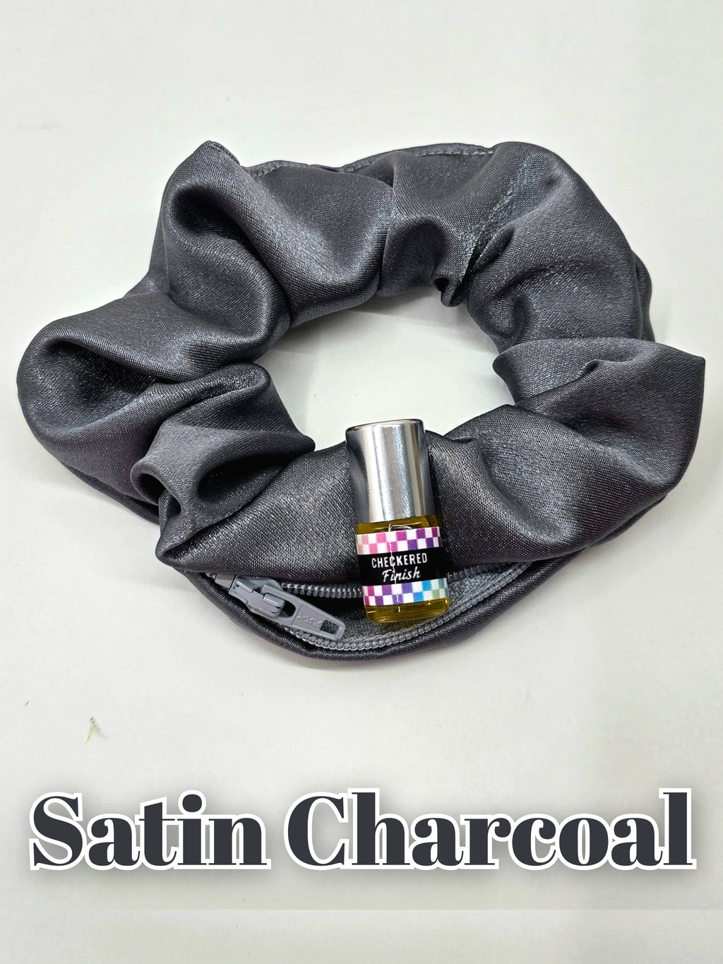Satin Charcoal Scrunchie+
