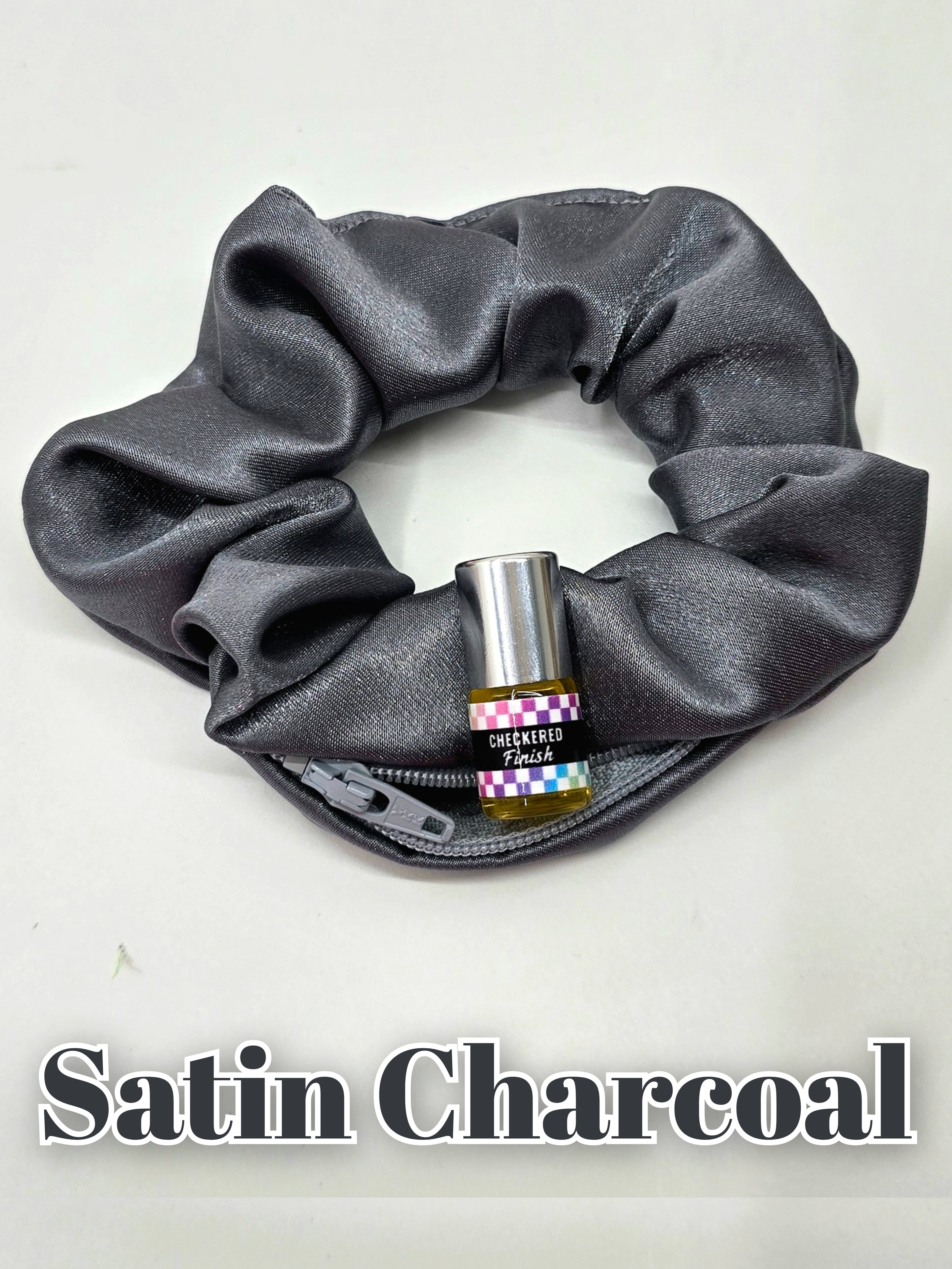 Satin Charcoal Scrunchie+